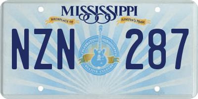 MS license plate NZN287