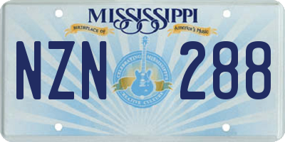 MS license plate NZN288