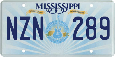 MS license plate NZN289