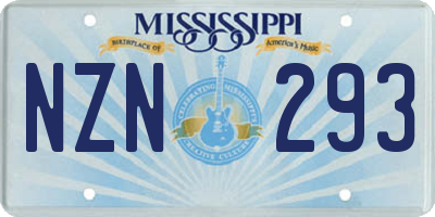 MS license plate NZN293