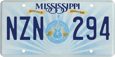 MS license plate NZN294