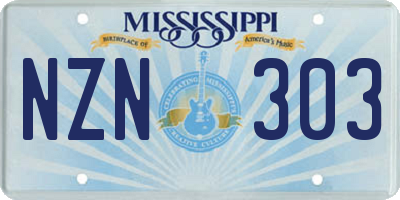 MS license plate NZN303