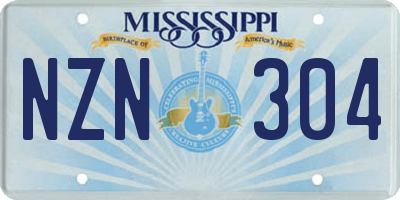 MS license plate NZN304