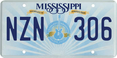 MS license plate NZN306