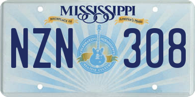 MS license plate NZN308