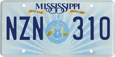MS license plate NZN310