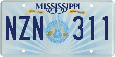 MS license plate NZN311
