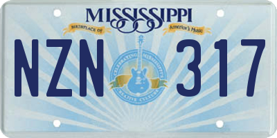 MS license plate NZN317
