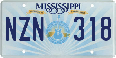 MS license plate NZN318