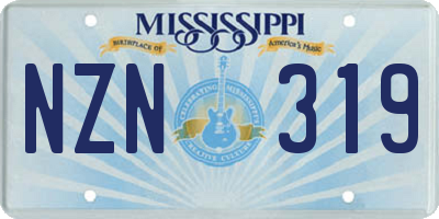 MS license plate NZN319