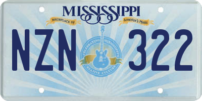 MS license plate NZN322