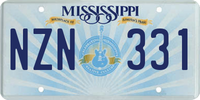MS license plate NZN331