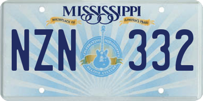 MS license plate NZN332