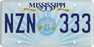 MS license plate NZN333