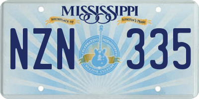 MS license plate NZN335