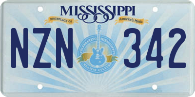 MS license plate NZN342