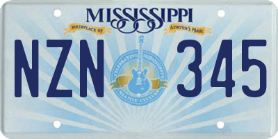 MS license plate NZN345