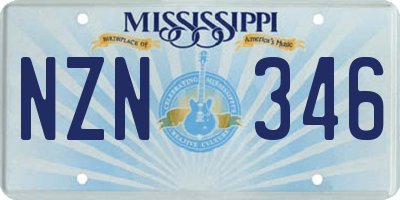 MS license plate NZN346