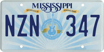 MS license plate NZN347