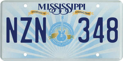 MS license plate NZN348