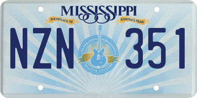 MS license plate NZN351