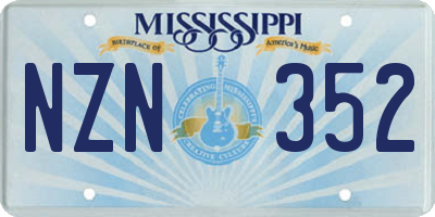 MS license plate NZN352