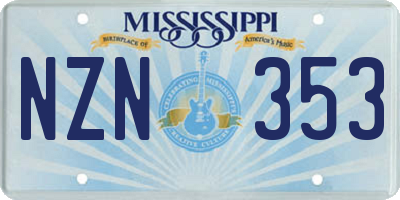 MS license plate NZN353