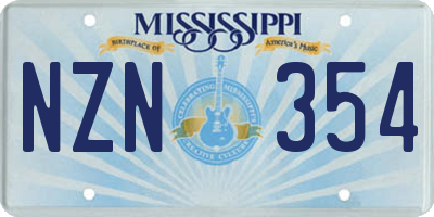 MS license plate NZN354