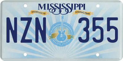 MS license plate NZN355
