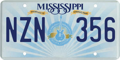 MS license plate NZN356