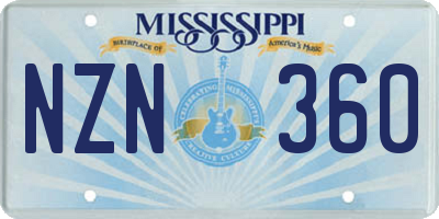 MS license plate NZN360