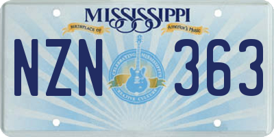 MS license plate NZN363