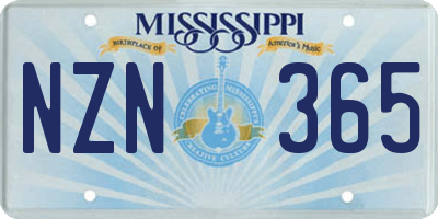 MS license plate NZN365