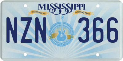 MS license plate NZN366