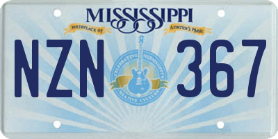MS license plate NZN367