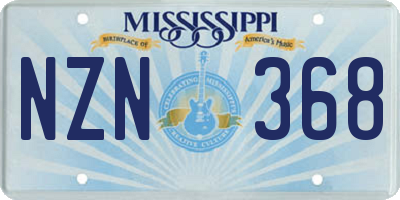 MS license plate NZN368