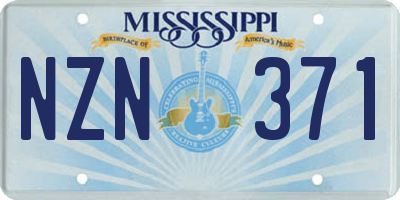 MS license plate NZN371
