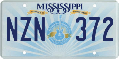 MS license plate NZN372