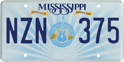 MS license plate NZN375