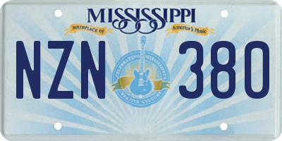 MS license plate NZN380