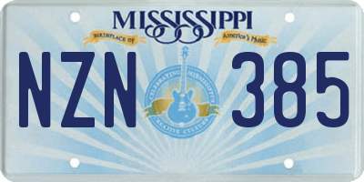MS license plate NZN385