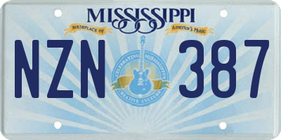 MS license plate NZN387