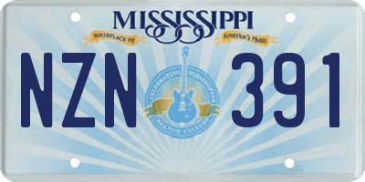 MS license plate NZN391