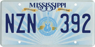 MS license plate NZN392