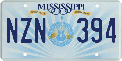 MS license plate NZN394