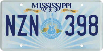 MS license plate NZN398