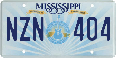 MS license plate NZN404
