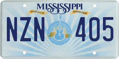 MS license plate NZN405