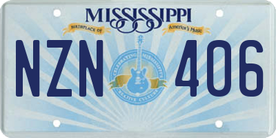 MS license plate NZN406