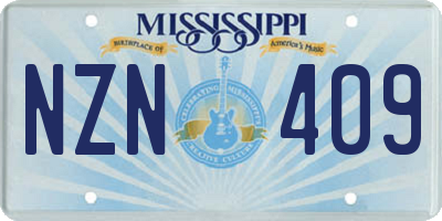 MS license plate NZN409